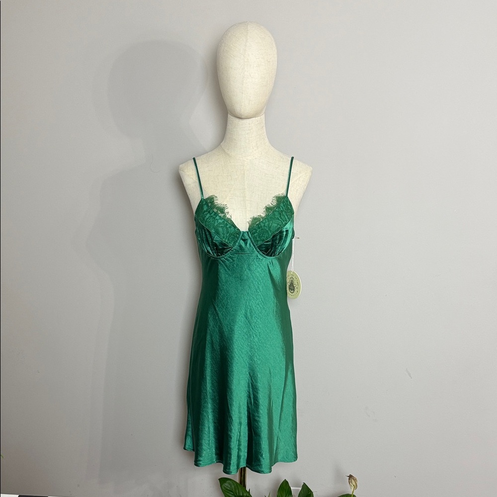 Urban Outfitters Teal Lace Chemise